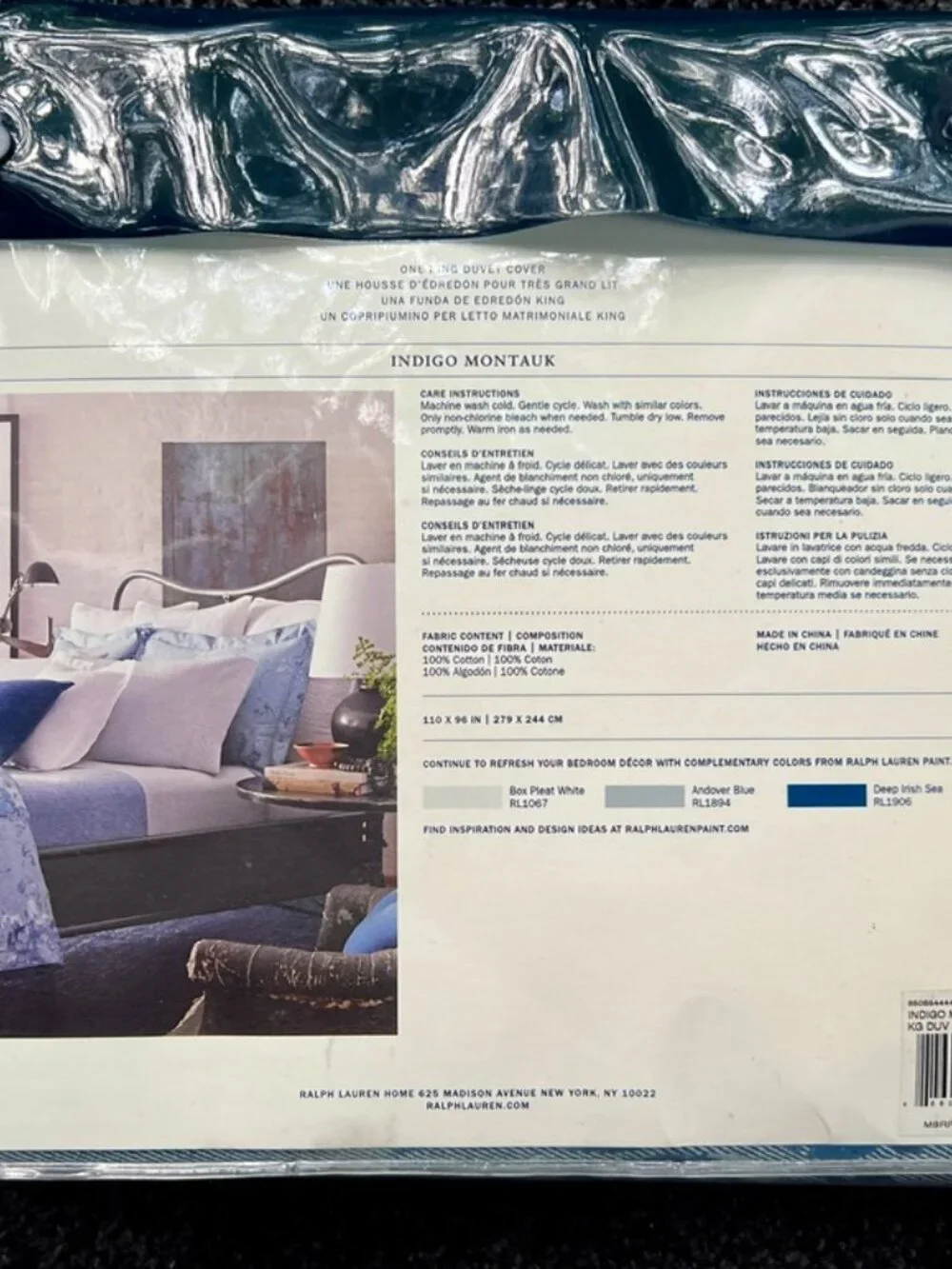 Brand New Ralph Lauren Indigo Montauk Floral King Duvet Cover 100% Cotton